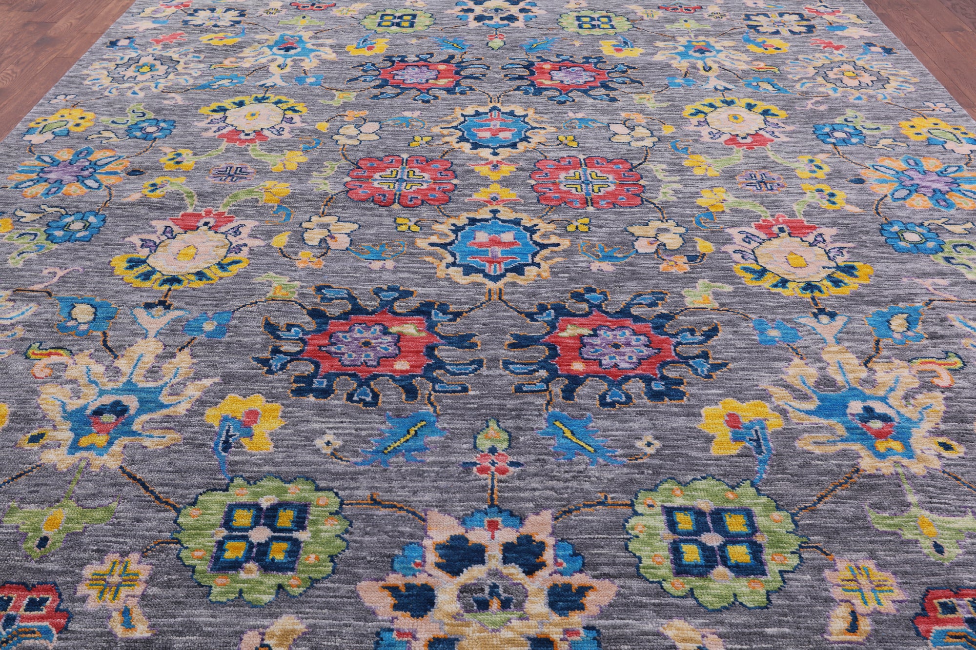 Grey Turkish Oushak Hand Knotted Wool Rug - 10' 4" X 14' 3" - Golden Nile