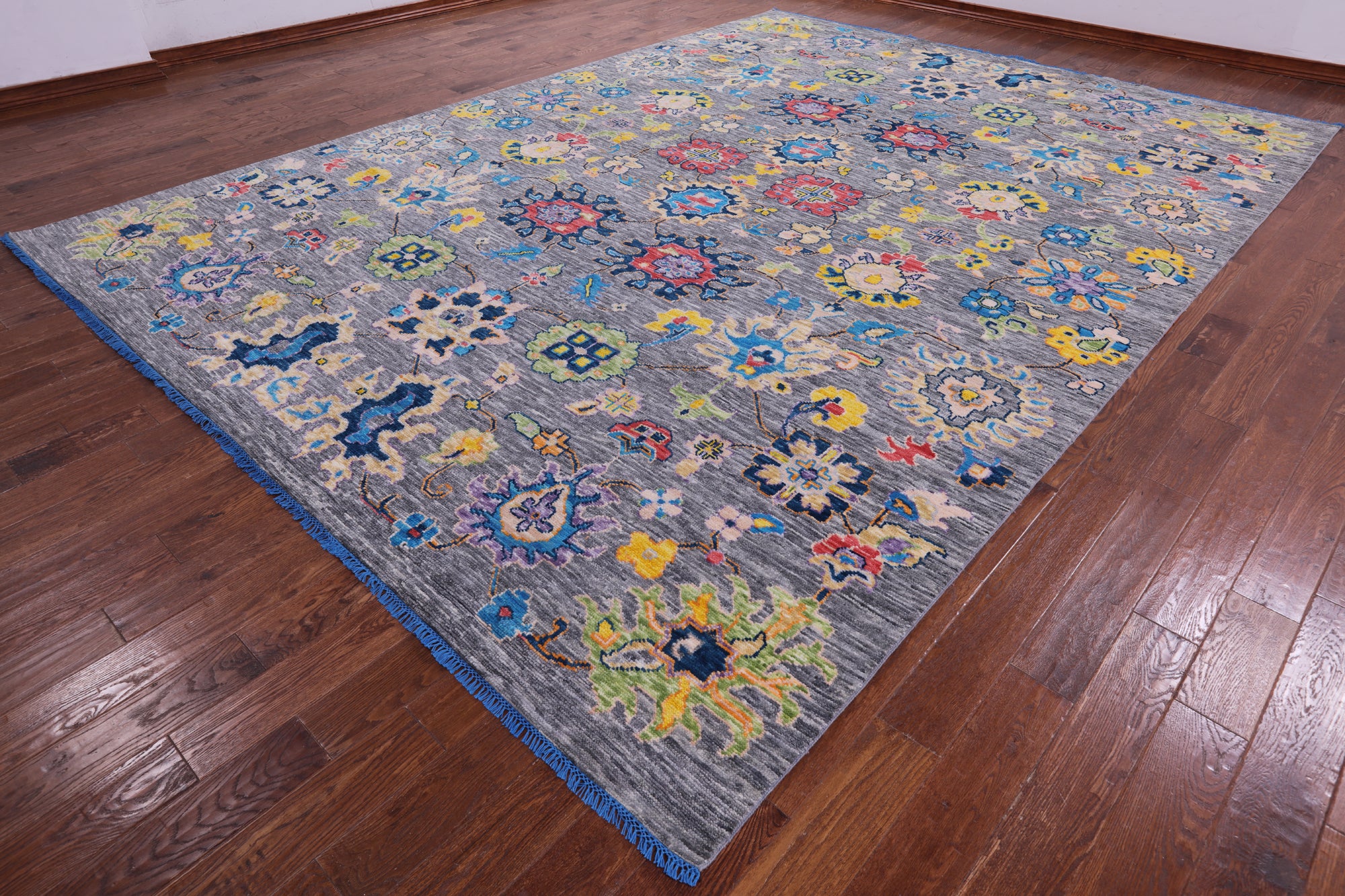 Grey Turkish Oushak Hand Knotted Wool Rug - 10' 4" X 14' 3" - Golden Nile