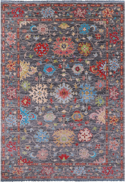 Grey Turkish Oushak Hand Knotted Wool Rug - 6' 2" X 9' 1" - Golden Nile