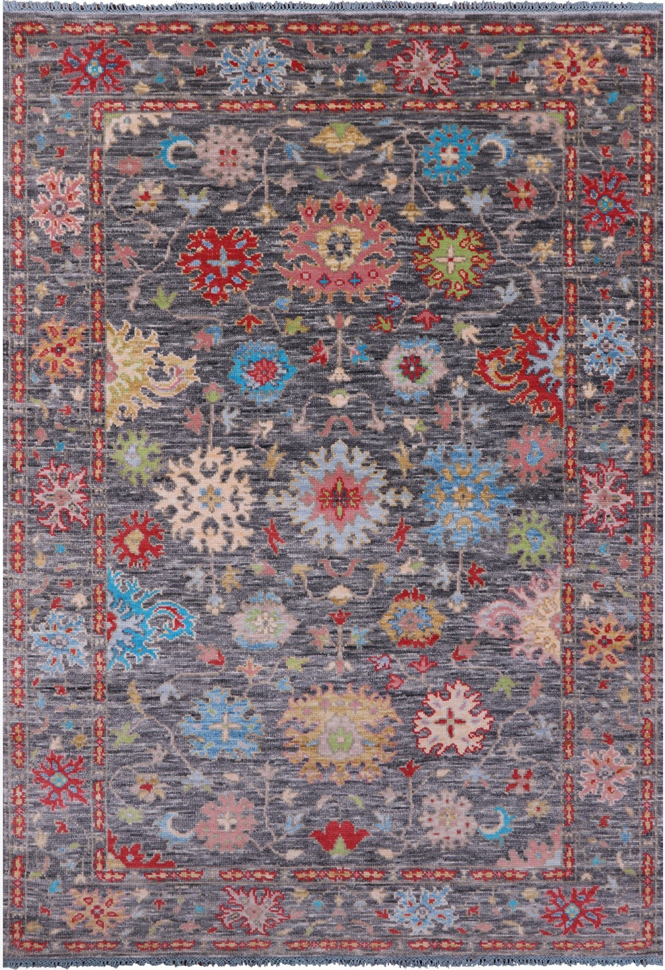 Grey Turkish Oushak Hand Knotted Wool Rug - 6' 2" X 9' 1" - Golden Nile