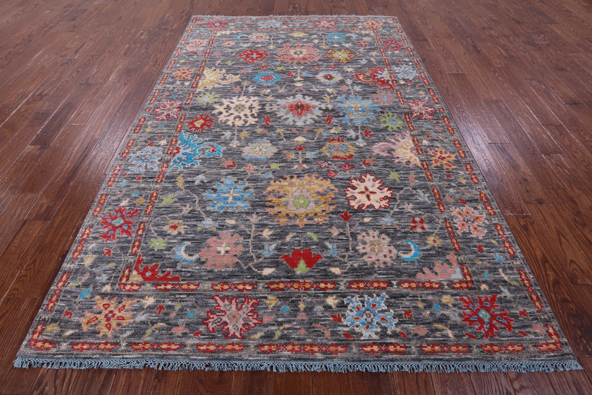 Grey Turkish Oushak Hand Knotted Wool Rug - 6' 2" X 9' 1" - Golden Nile