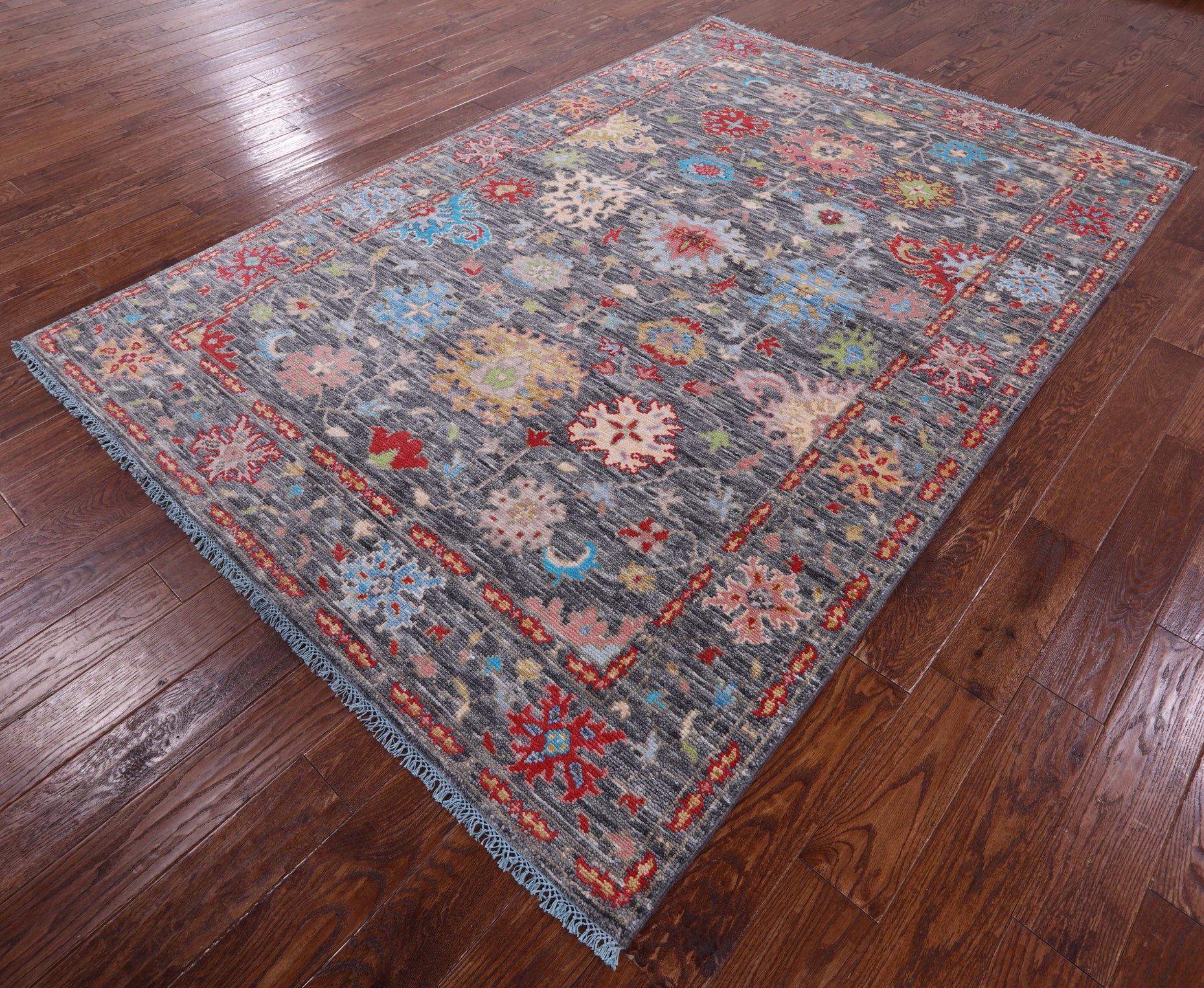 Grey Turkish Oushak Hand Knotted Wool Rug - 6' 2" X 9' 1" - Golden Nile