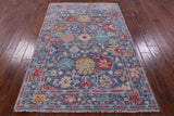 Grey Turkish Oushak Handmade Wool Rug - 4' 1" X 6' 1" - Golden Nile