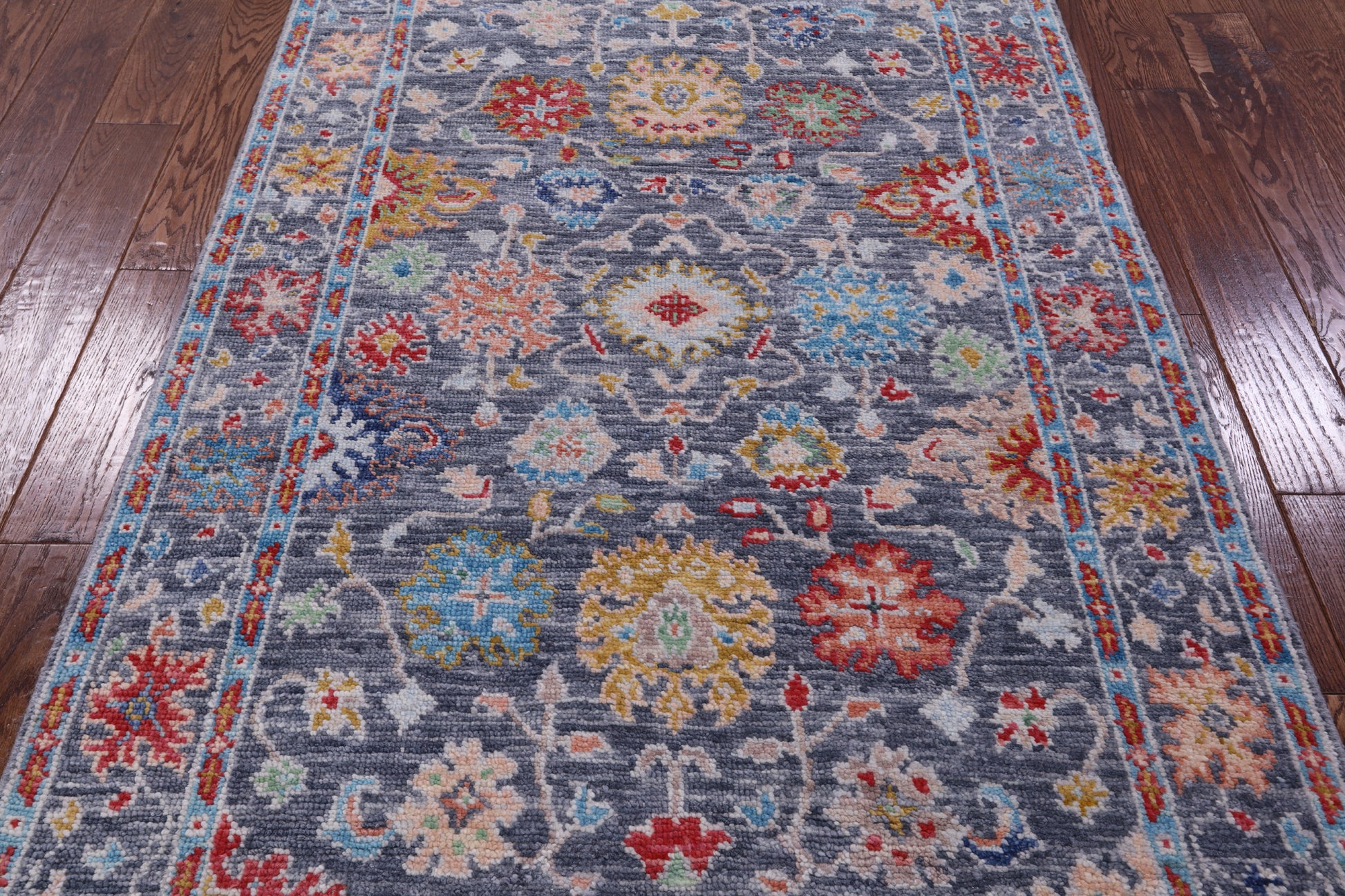 Grey Turkish Oushak Handmade Wool Rug - 4' 1" X 6' 1" - Golden Nile