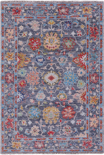 Grey Turkish Oushak Handmade Wool Rug - 4' 1" X 6' 1" - Golden Nile