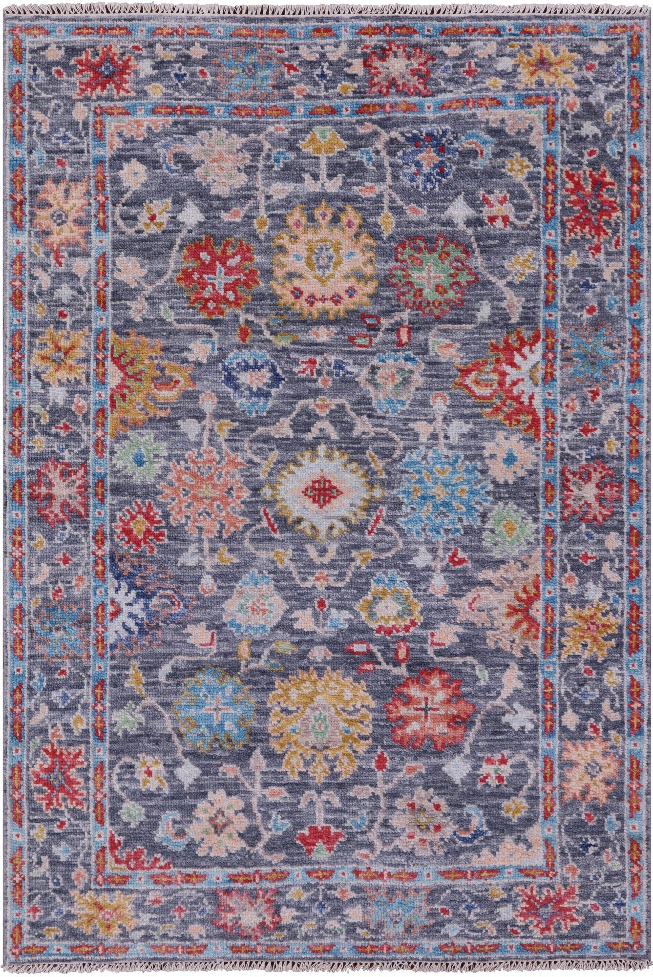 Grey Turkish Oushak Handmade Wool Rug - 4' 1" X 6' 1" - Golden Nile