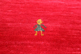 Red Round Persian Gabbeh Hand Knotted Wool Rug - 6' 0" X 6' 0" - Golden Nile