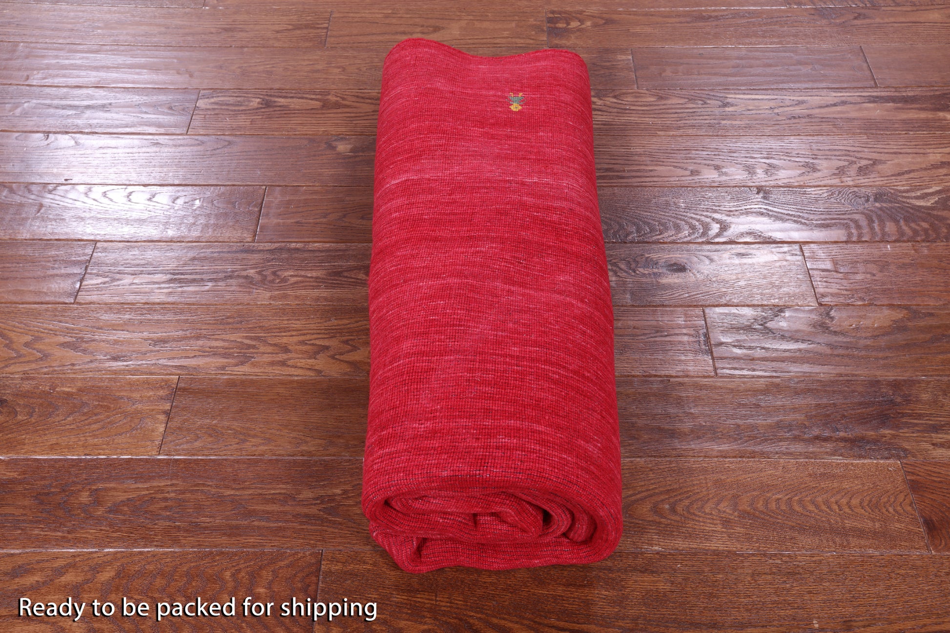 Red Round Persian Gabbeh Hand Knotted Wool Rug - 6' 0" X 6' 0" - Golden Nile