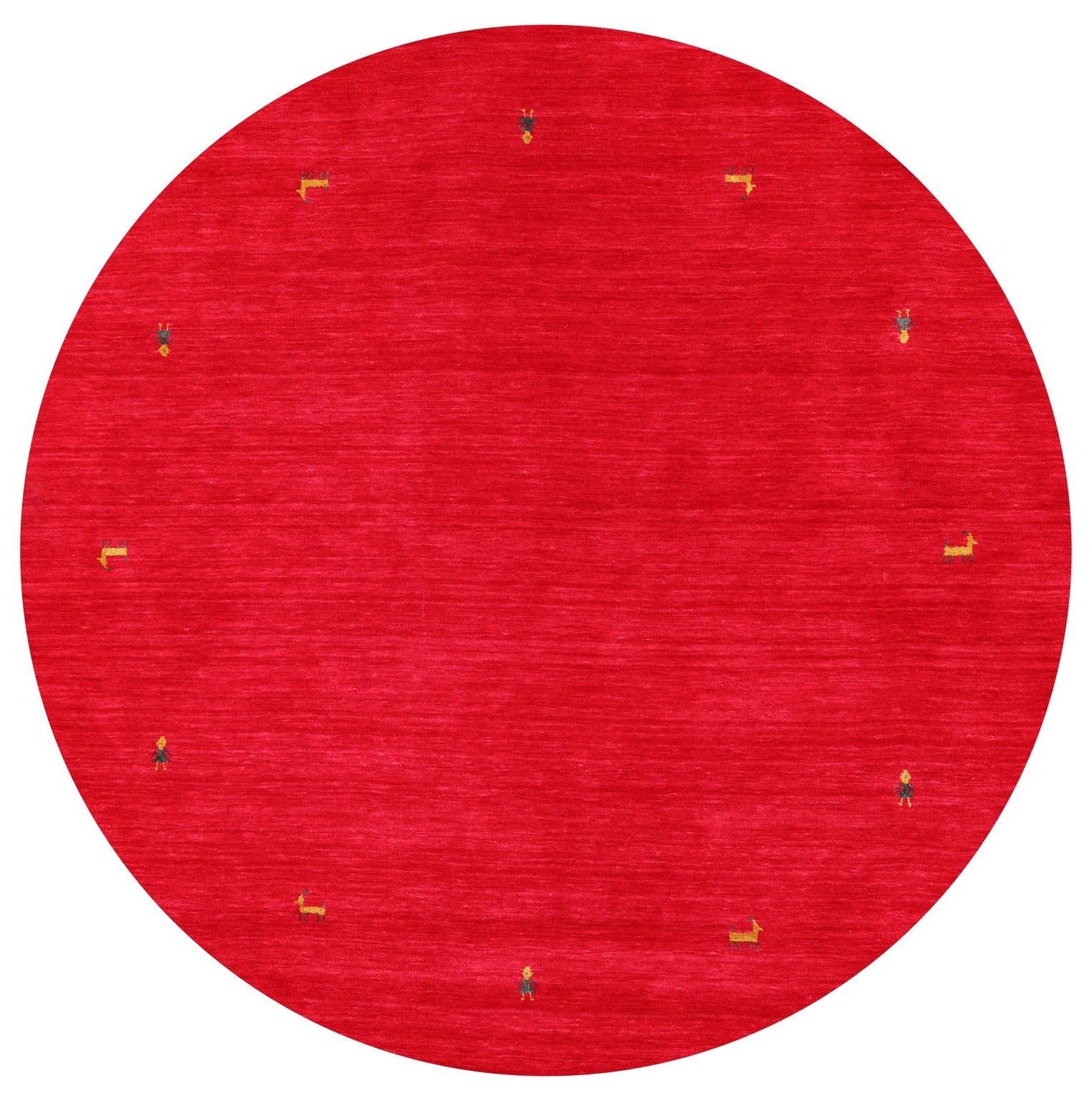 Red Round Persian Gabbeh Hand Knotted Wool Rug - 6' 0" X 6' 0" - Golden Nile