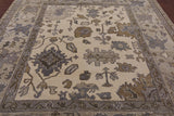 Ivory Turkish Oushak Handmade Wool Area Rug - 8' 2" X 9' 11" - Golden Nile