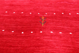 Red Round Persian Gabbeh Hand Knotted Wool Rug - 10' 0" X 10' 0" - Golden Nile