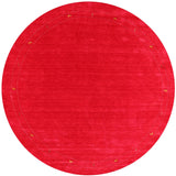 Red Round Persian Gabbeh Hand Knotted Wool Rug - 10' 0" X 10' 0" - Golden Nile