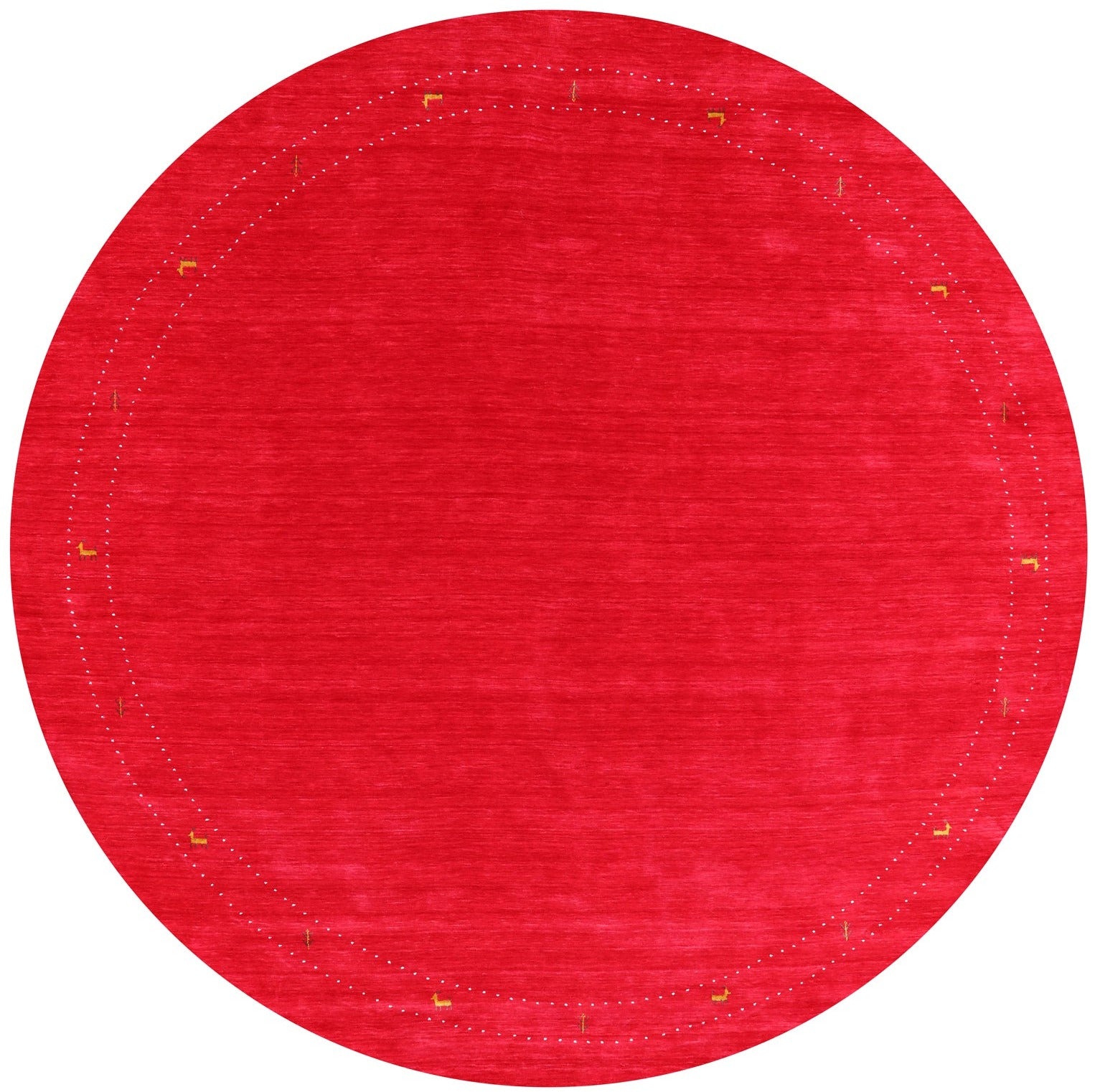 Red Round Persian Gabbeh Hand Knotted Wool Rug - 10' 0" X 10' 0" - Golden Nile