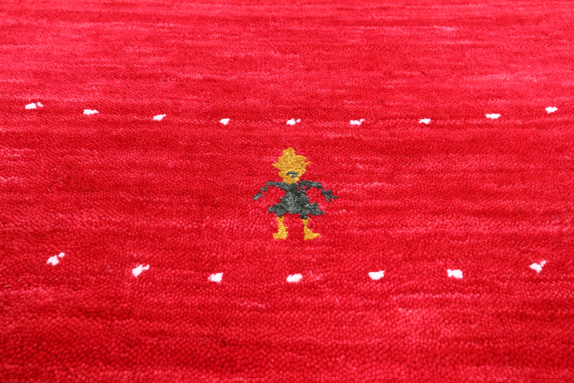 Red Round Persian Gabbeh Hand Knotted Wool Rug - 8' 0" X 8' 0" - Golden Nile