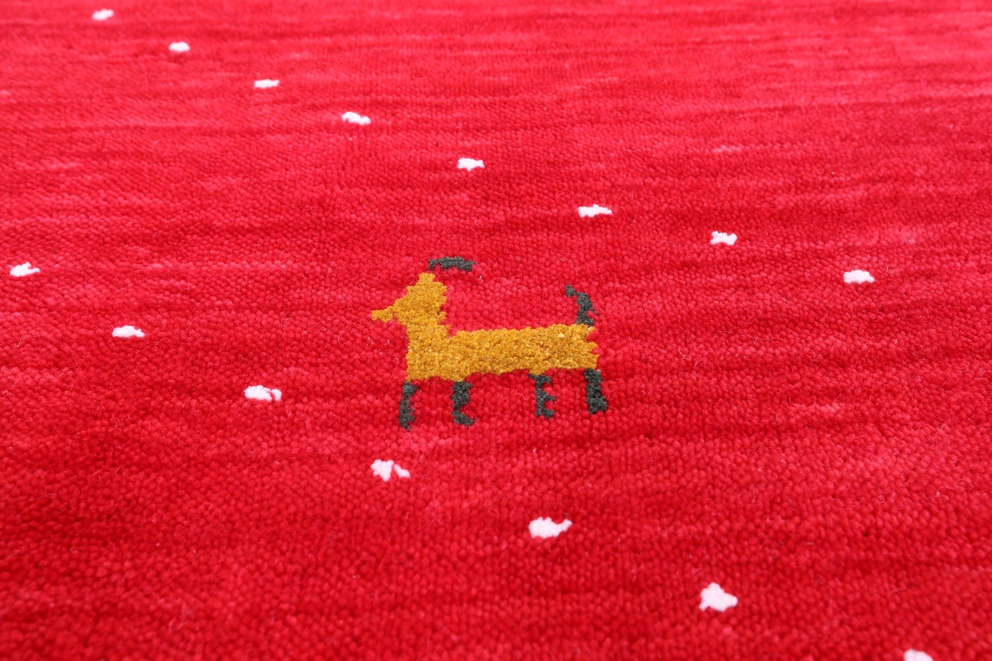 Red Round Persian Gabbeh Hand Knotted Wool Rug - 8' 0" X 8' 0" - Golden Nile