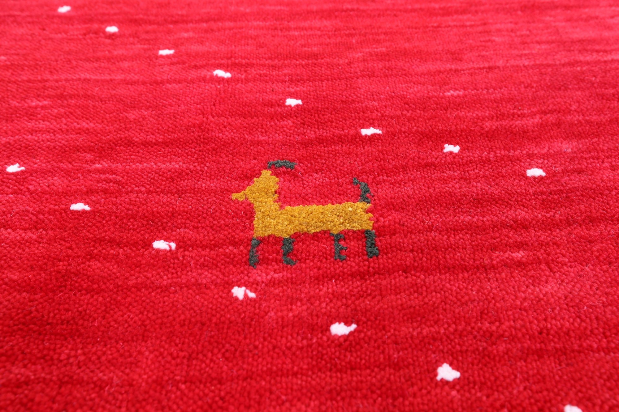 Red Round Persian Gabbeh Hand Knotted Wool Rug - 8' 0" X 8' 0" - Golden Nile