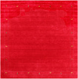 Red Square Persian Gabbeh Handmade Wool Rug - 8' 0" X 8' 0" - Golden Nile