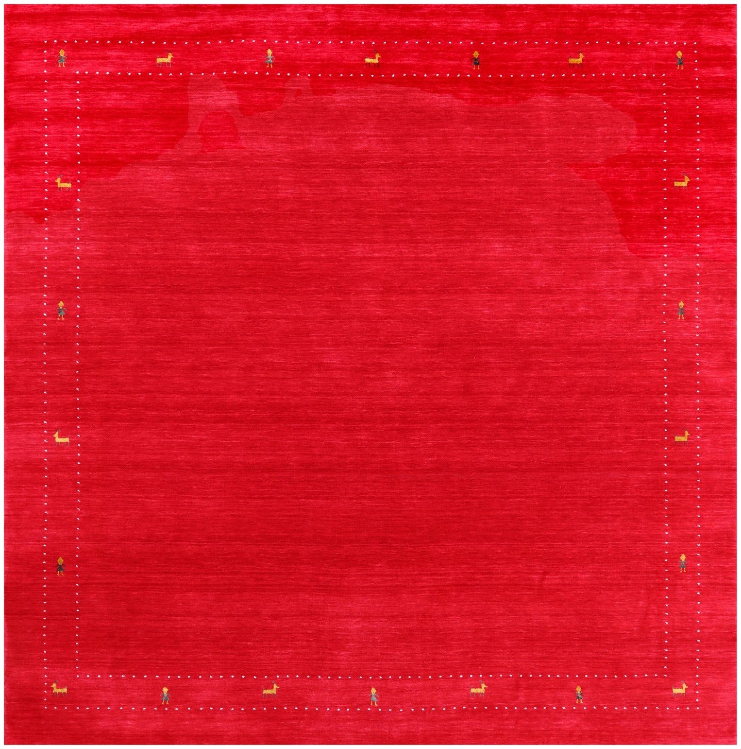 Red Square Persian Gabbeh Handmade Wool Rug - 8' 0" X 8' 0" - Golden Nile