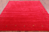 Red Square Persian Gabbeh Handmade Wool Rug - 8' 0" X 8' 0" - Golden Nile