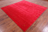 Red Square Persian Gabbeh Handmade Wool Rug - 8' 0" X 8' 0" - Golden Nile