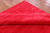 Red Square Persian Gabbeh Handmade Wool Rug - 8' 0" X 8' 0" - Golden Nile