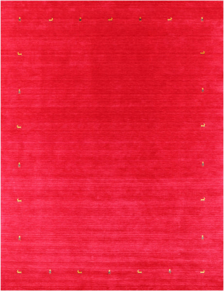 Red Persian Gabbeh Hand Knotted Wool Rug - 9' 0" X 12' 0" - Golden Nile