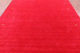 Red Persian Gabbeh Hand Knotted Wool Rug - 9' 0" X 12' 0" - Golden Nile