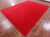 Red Persian Gabbeh Hand Knotted Wool Rug - 9' 0" X 12' 0" - Golden Nile
