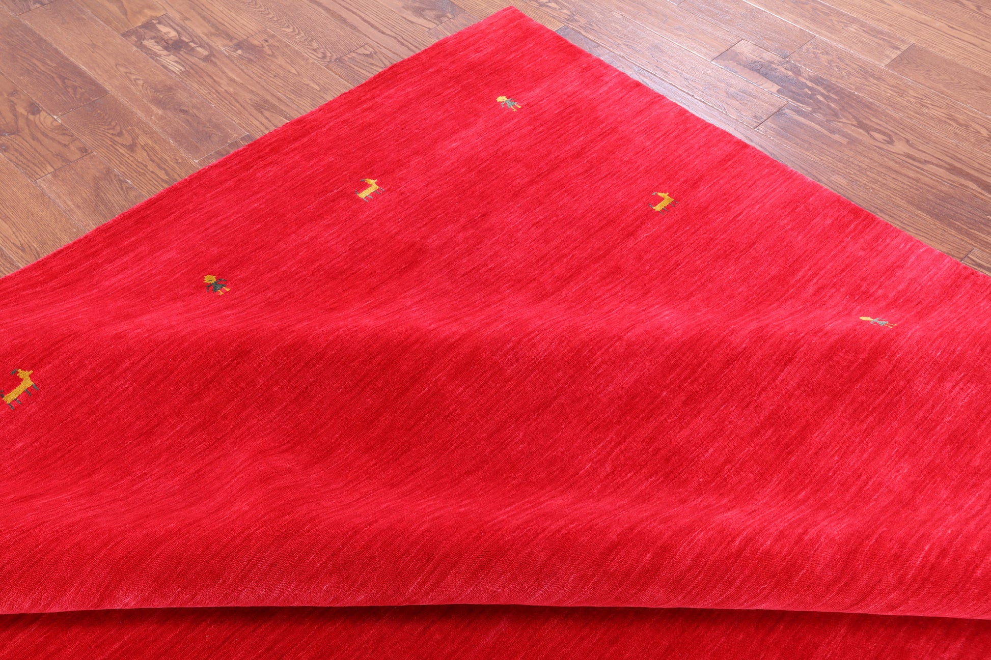 Red Persian Gabbeh Hand Knotted Wool Rug - 9' 0" X 12' 0" - Golden Nile