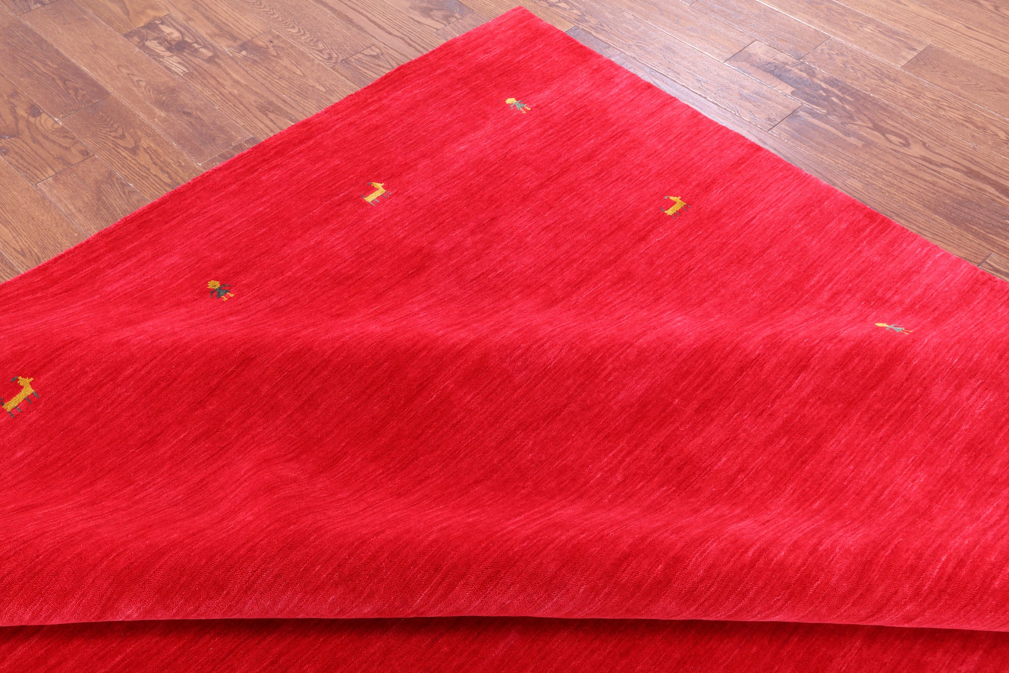 Red Persian Gabbeh Hand Knotted Wool Rug - 9' 0" X 12' 0" - Golden Nile