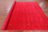 Red Persian Gabbeh Hand Knotted Wool Rug - 9' 0" X 12' 0" - Golden Nile