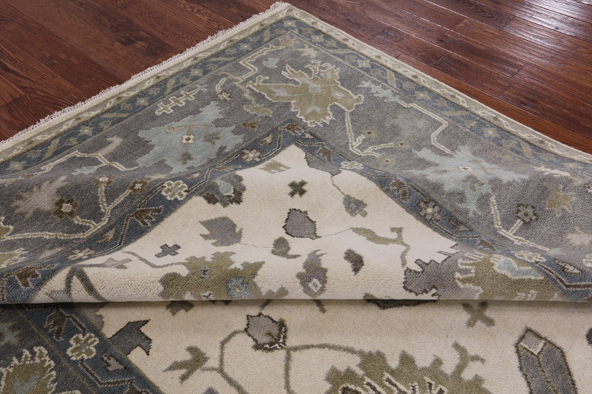 Ivory Turkish Oushak Hand Knotted Wool Area Rug - 8' 2" X 10' 0" - Golden Nile