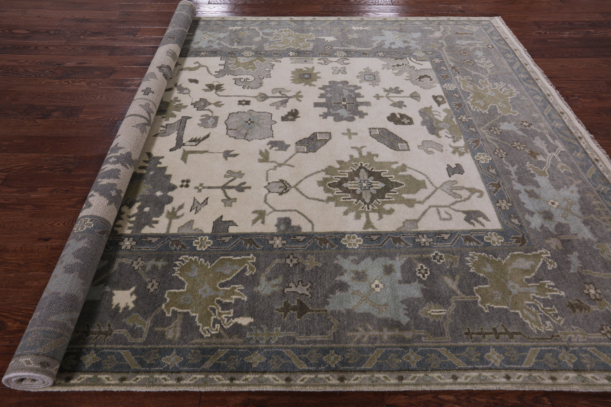 Ivory Turkish Oushak Hand Knotted Wool Area Rug - 8' 2" X 10' 0" - Golden Nile
