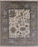 Ivory Turkish Oushak Hand Knotted Wool Area Rug - 8' 2" X 10' 0" - Golden Nile