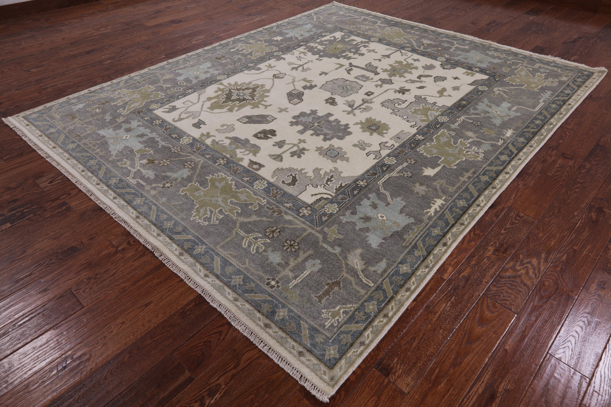 Ivory Turkish Oushak Hand Knotted Wool Area Rug - 8' 2" X 10' 0" - Golden Nile