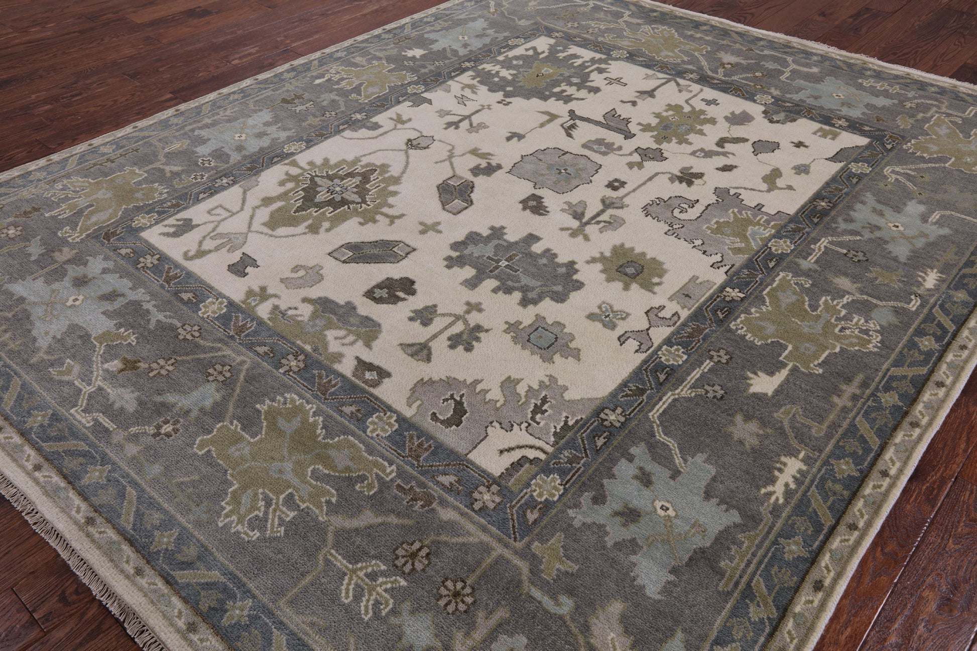Ivory Turkish Oushak Hand Knotted Wool Area Rug - 8' 2" X 10' 0" - Golden Nile