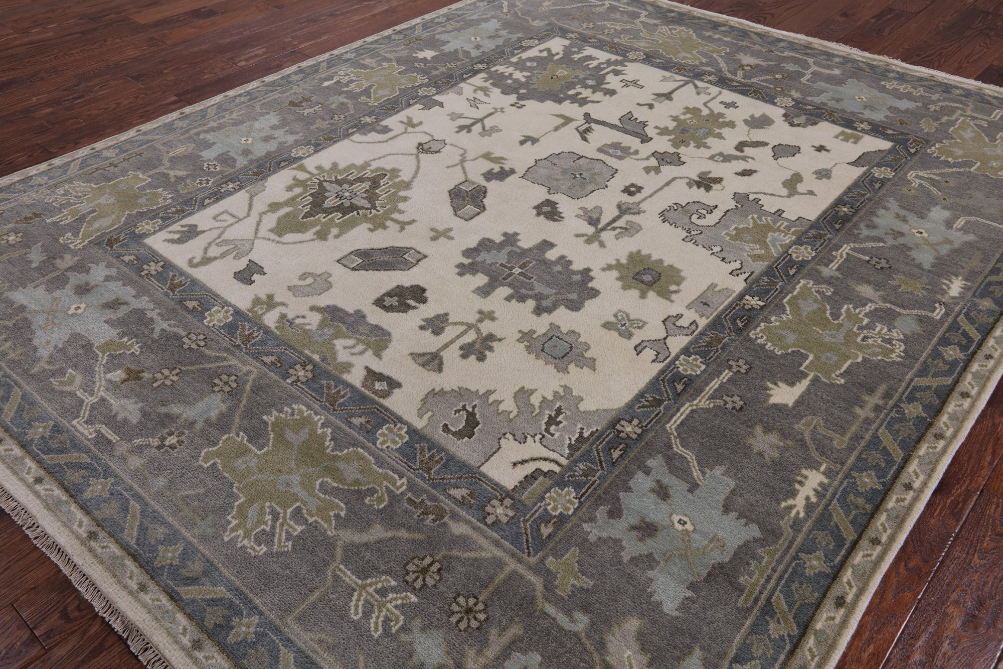 Ivory Turkish Oushak Hand Knotted Wool Area Rug - 8' 2" X 10' 0" - Golden Nile