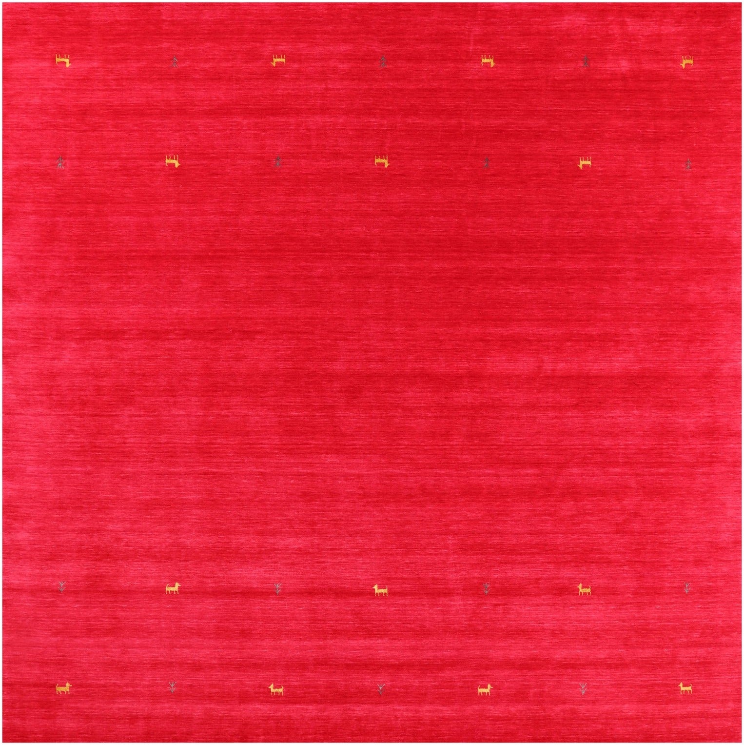 Red Square Persian Gabbeh Hand Knotted Wool Rug - 10' 0" X 10' 0" - Golden Nile