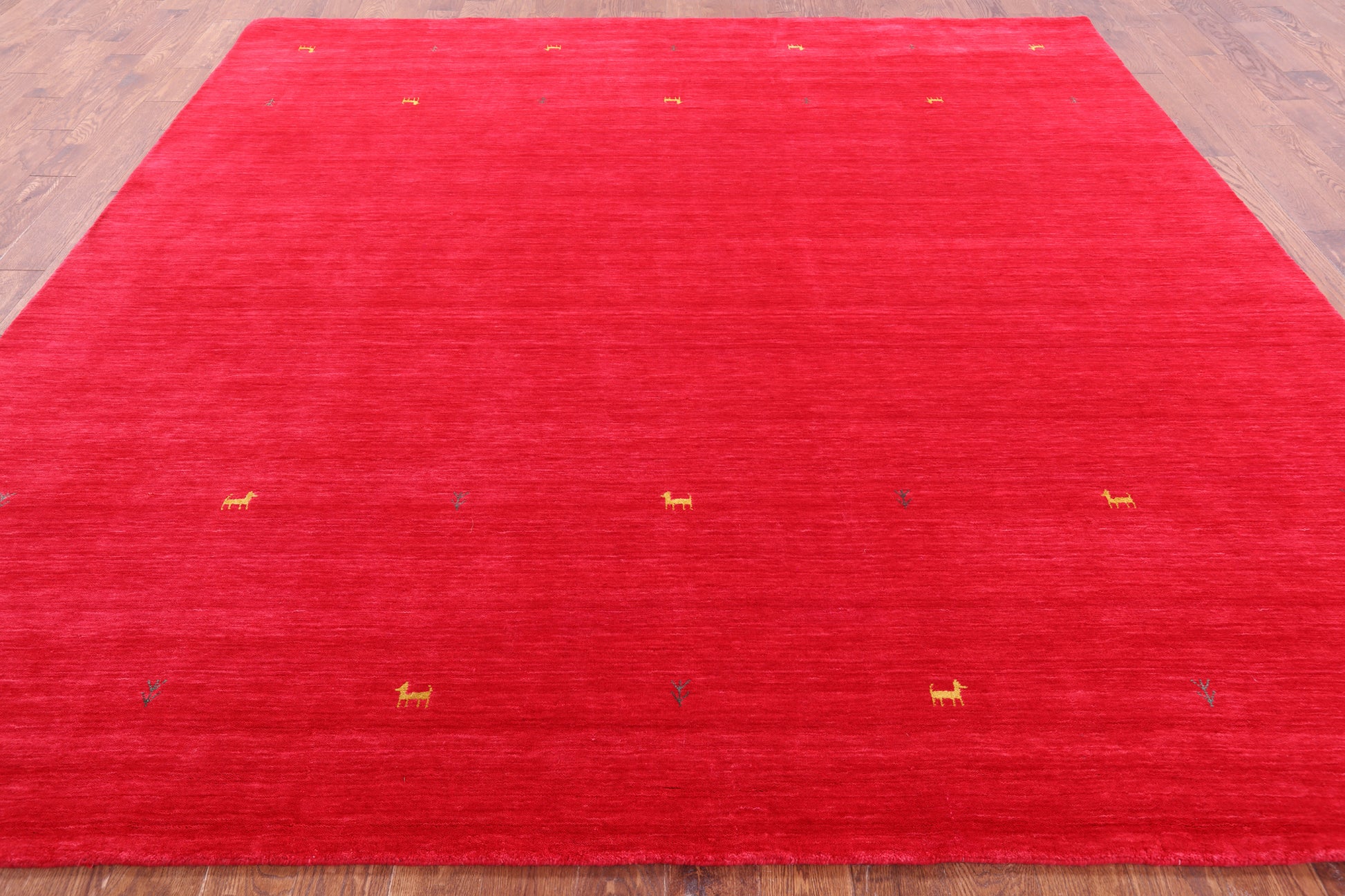 Red Square Persian Gabbeh Hand Knotted Wool Rug - 10' 0" X 10' 0" - Golden Nile