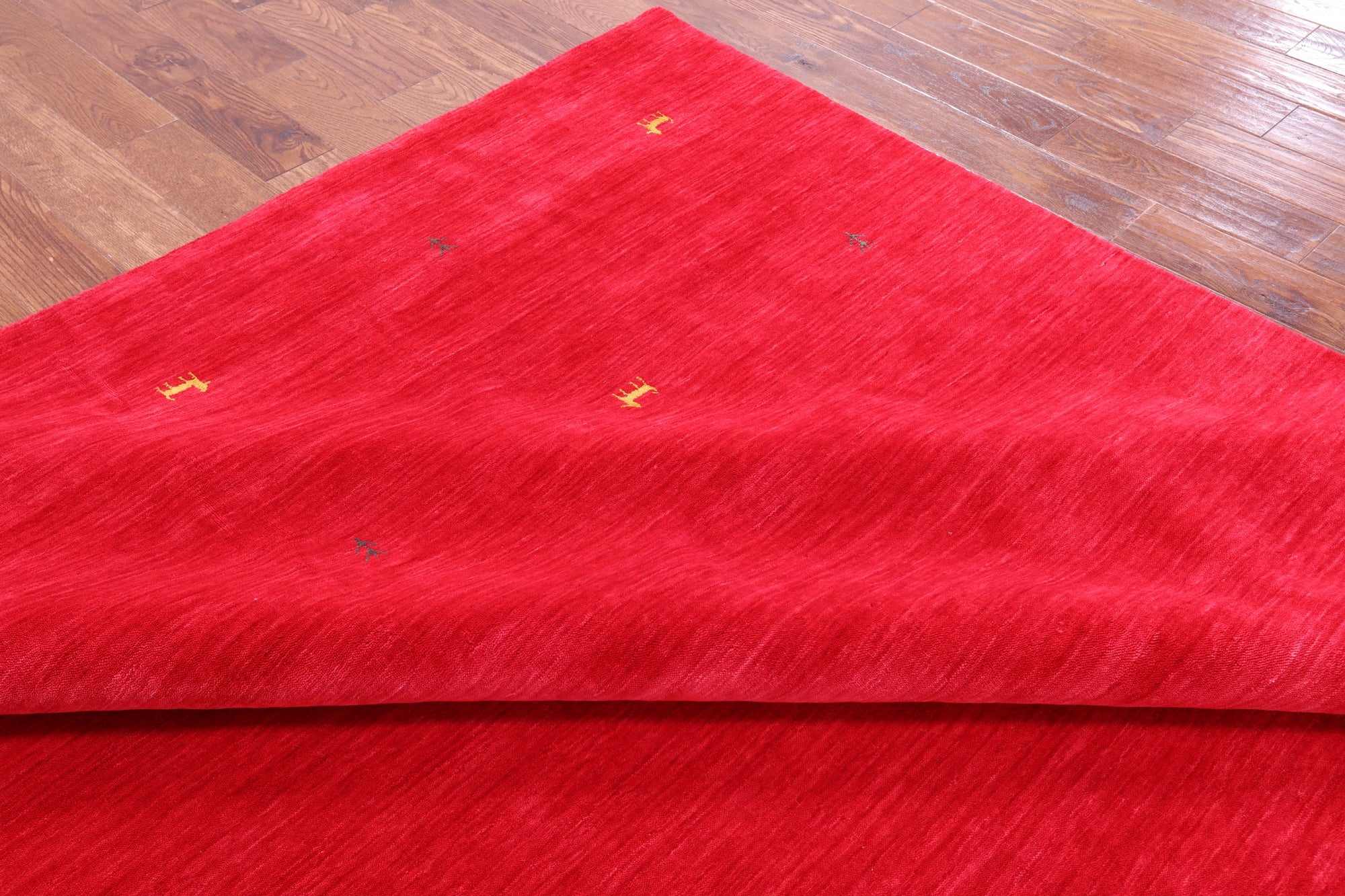 Red Square Persian Gabbeh Hand Knotted Wool Rug - 10' 0" X 10' 0" - Golden Nile