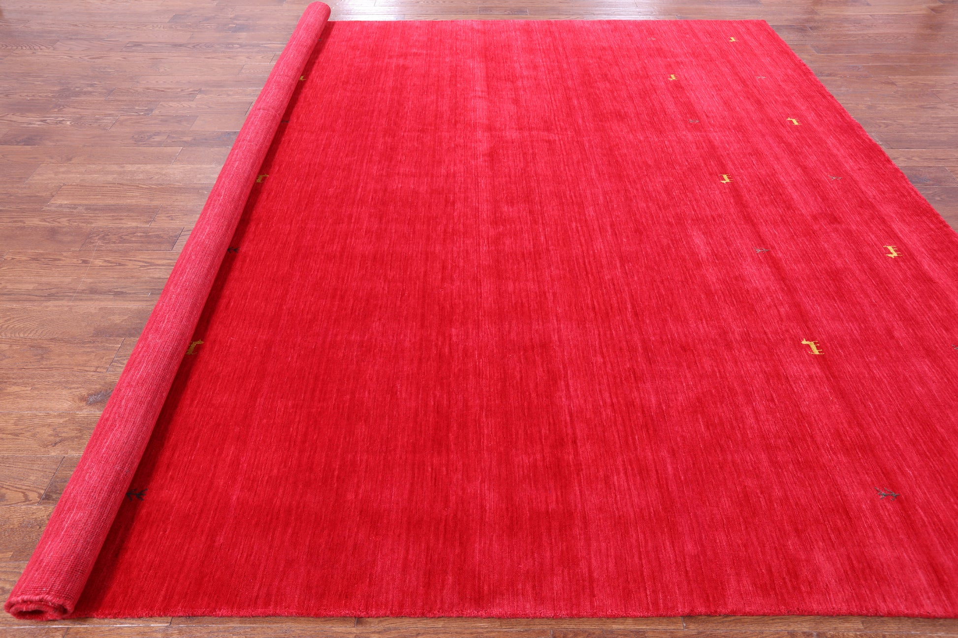 Red Square Persian Gabbeh Hand Knotted Wool Rug - 10' 0" X 10' 0" - Golden Nile