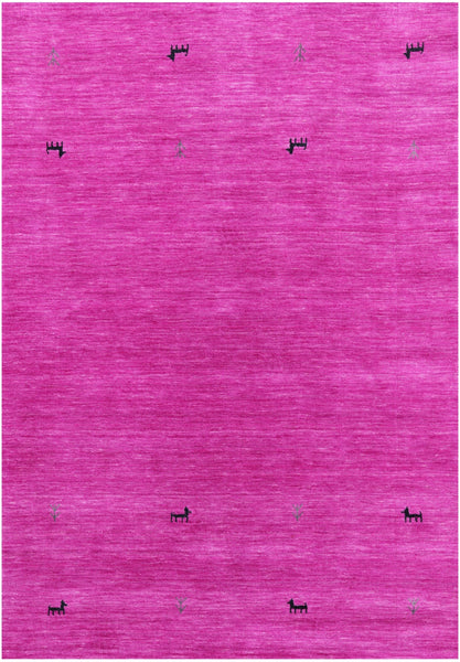Pink Persian Gabbeh Hand Knotted Wool Rug - 4' 0" X 6' 0" - Golden Nile