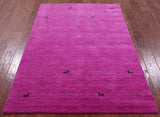 Pink Persian Gabbeh Hand Knotted Wool Rug - 4' 0" X 6' 0" - Golden Nile