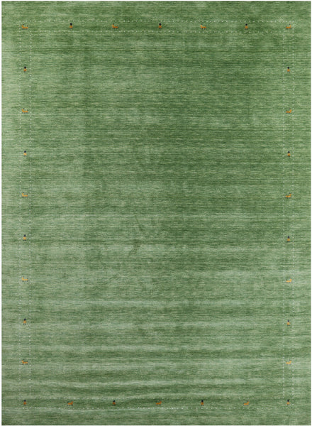 Green Persian Gabbeh Hand Knotted Wool Rug - 10' 0" X 14' 0" - Golden Nile