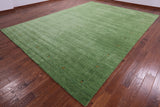 Green Persian Gabbeh Hand Knotted Wool Rug - 10' 0" X 14' 0" - Golden Nile