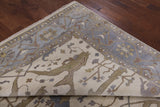 Ivory Turkish Oushak Hand Knotted Wool Area Rug - 8' 2" X 9' 10" - Golden Nile