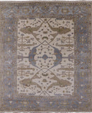 Ivory Turkish Oushak Hand Knotted Wool Area Rug - 8' 2" X 9' 10" - Golden Nile