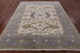 Ivory Turkish Oushak Hand Knotted Wool Area Rug - 8' 2" X 9' 10" - Golden Nile