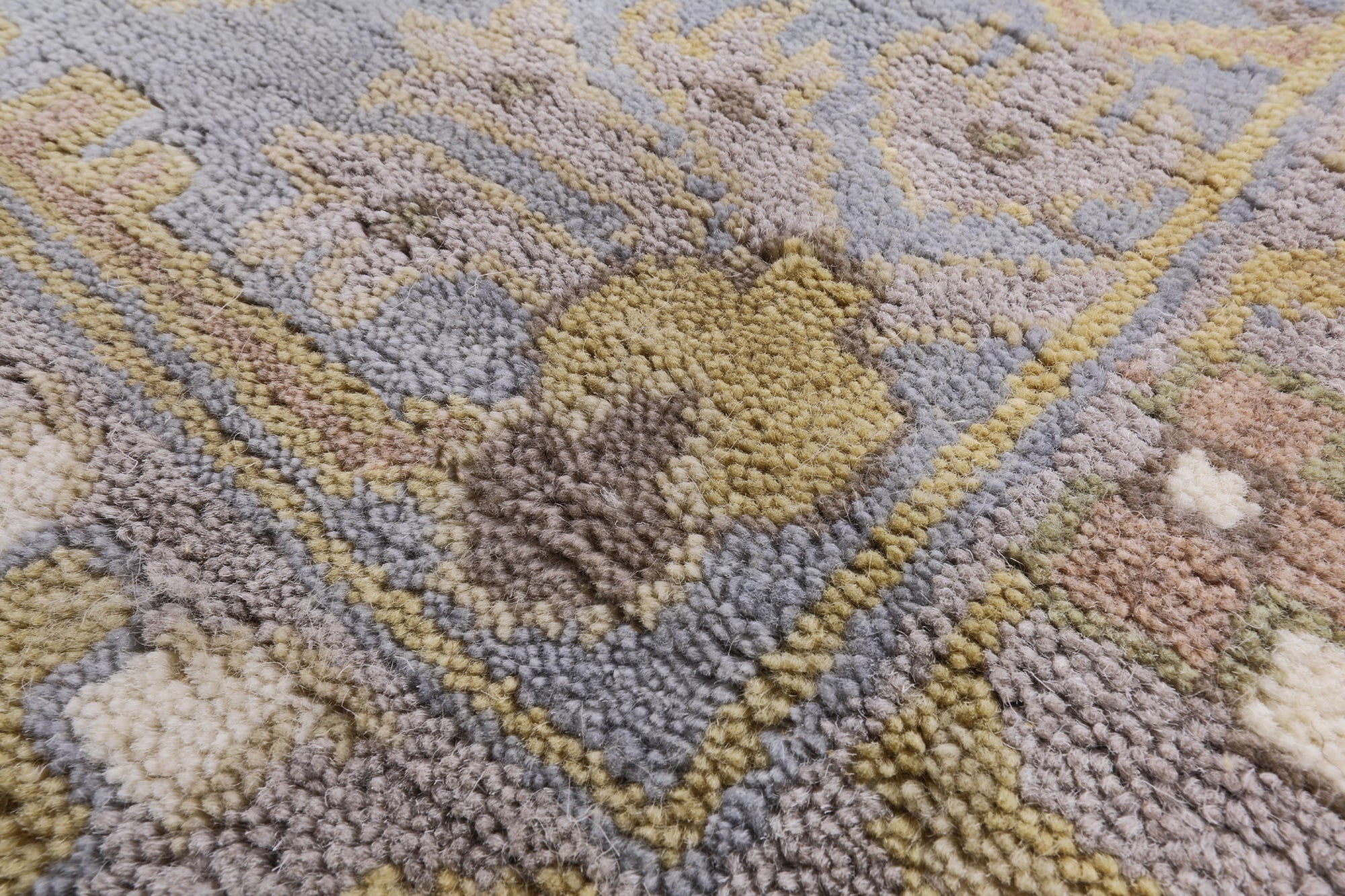 Ivory Turkish Oushak Hand Knotted Wool Area Rug - 8' 2" X 9' 10" - Golden Nile