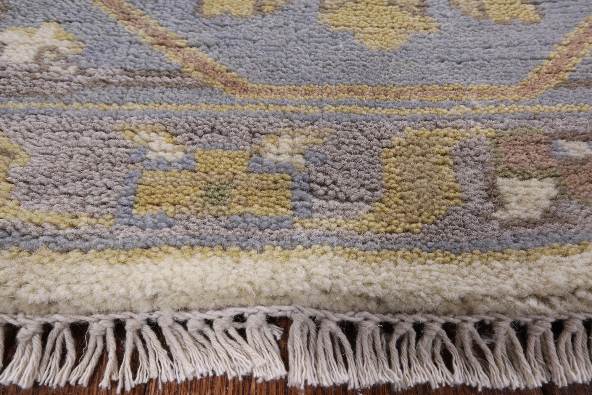 Ivory Turkish Oushak Hand Knotted Wool Area Rug - 8' 2" X 9' 10" - Golden Nile